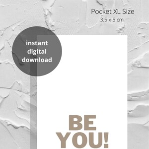 Be You - Pocket XL Dashboard, Planner Insert, Minimal Printable Planner, Digital Download