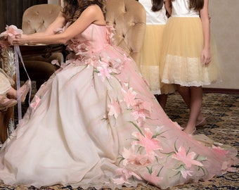 Handpainted dress, Ball gown, Prom dress, Long formal dress, Colorful dress, Floral maxi dress, Sleeveless dress, Formal dress, Evening gow