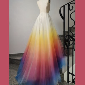 Hand painted ombre wedding skirt. Sunset wedding skirt. Tulle wedding skirt. Beach wedding skirt.