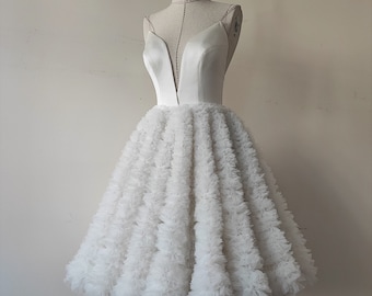 Couture wedding dress. Unique handmade wedding dress. Short bridal dress tea length. Short wedding dress with corset. Color of your choice.