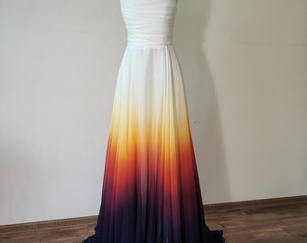 Sunset wedding dress/skirt. Hand painted ombre wedding dress/skirt.Colorful wedding dress. Beach wedding dress/skirt.Colors of your choice.