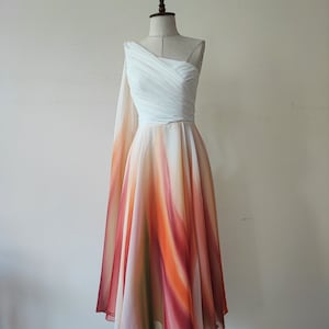 Hand painted ombre wedding skirt/dress, Long formal skirt/dress, Colorful/colored tea length wedding dress, Floral maxi dress, Evening gown image 1