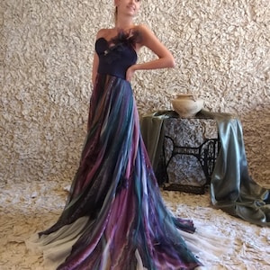 Hand painted dress, Ball gown, Prom dress, Long formal dress, Colorful dress, Floral maxi dress, Sleeveless dress, Formal dress Evening gown image 3