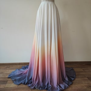 Hand painted ombre wedding skirt. Sunset wedding skirt. Chiffon wedding skirt. Colorful skirt. Maxi skirt. Beach wedding skirt