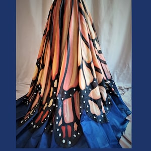 Hand painted monarch butterfly wedding skirt. Monarch butterfly wedding skirt. Colorful wedding skirt. Forest wedding skirt
