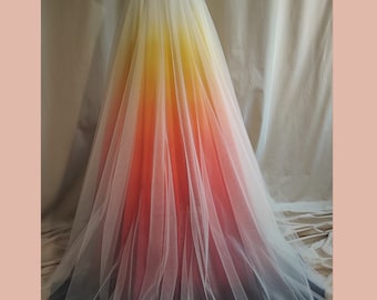 Hand painted ombre wedding skirt. Sunset wedding skirt. Chiffon wedding skirt. Colorful skirt. Maxi skirt. Beach wedding skirt