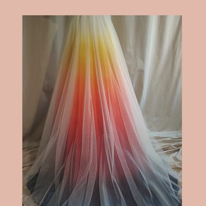 Hand painted ombre wedding skirt. Sunset wedding skirt. Chiffon wedding skirt. Colorful skirt. Maxi skirt. Beach wedding skirt