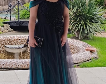 Hand painted ombre dress. Colorful wedding dress.  Long Mother of the bride dress. Chiffon dress. Forest wedding dress