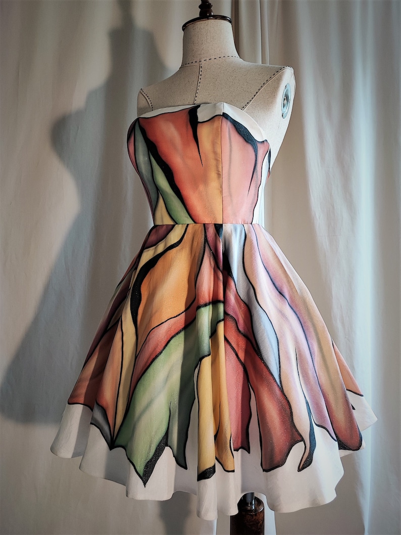 Hand Painted Silk Dress Short Silk Dress Ball Gown Formal Etsy