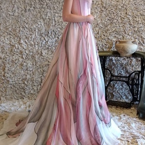 Hand painted dress, Ball gown, Prom dress, Long formal dress, Colorful dress, Floral maxi dress, Sleeveless dress, Formal dress Evening gown image 3