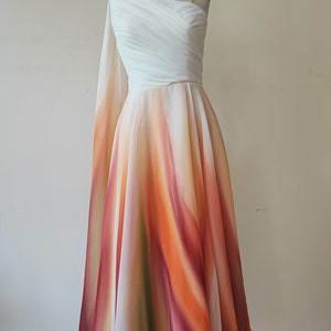 Hand painted ombre wedding skirt/dress, Long formal skirt/dress, Colorful/colored tea length wedding dress, Floral maxi dress, Evening gown image 3