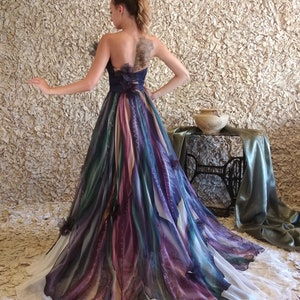 Hand painted dress, Ball gown, Prom dress, Long formal dress, Colorful dress, Floral maxi dress, Sleeveless dress, Formal dress Evening gown image 5