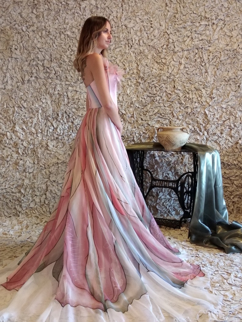 Hand painted dress, Ball gown, Prom dress, Long formal dress, Colorful dress, Floral maxi dress, Sleeveless dress, Formal dress Evening gown image 2