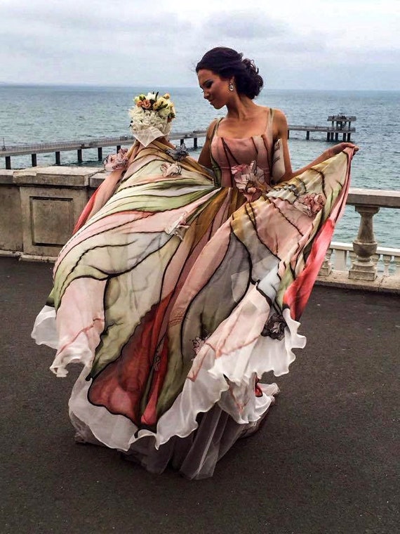 hand painted prom dress