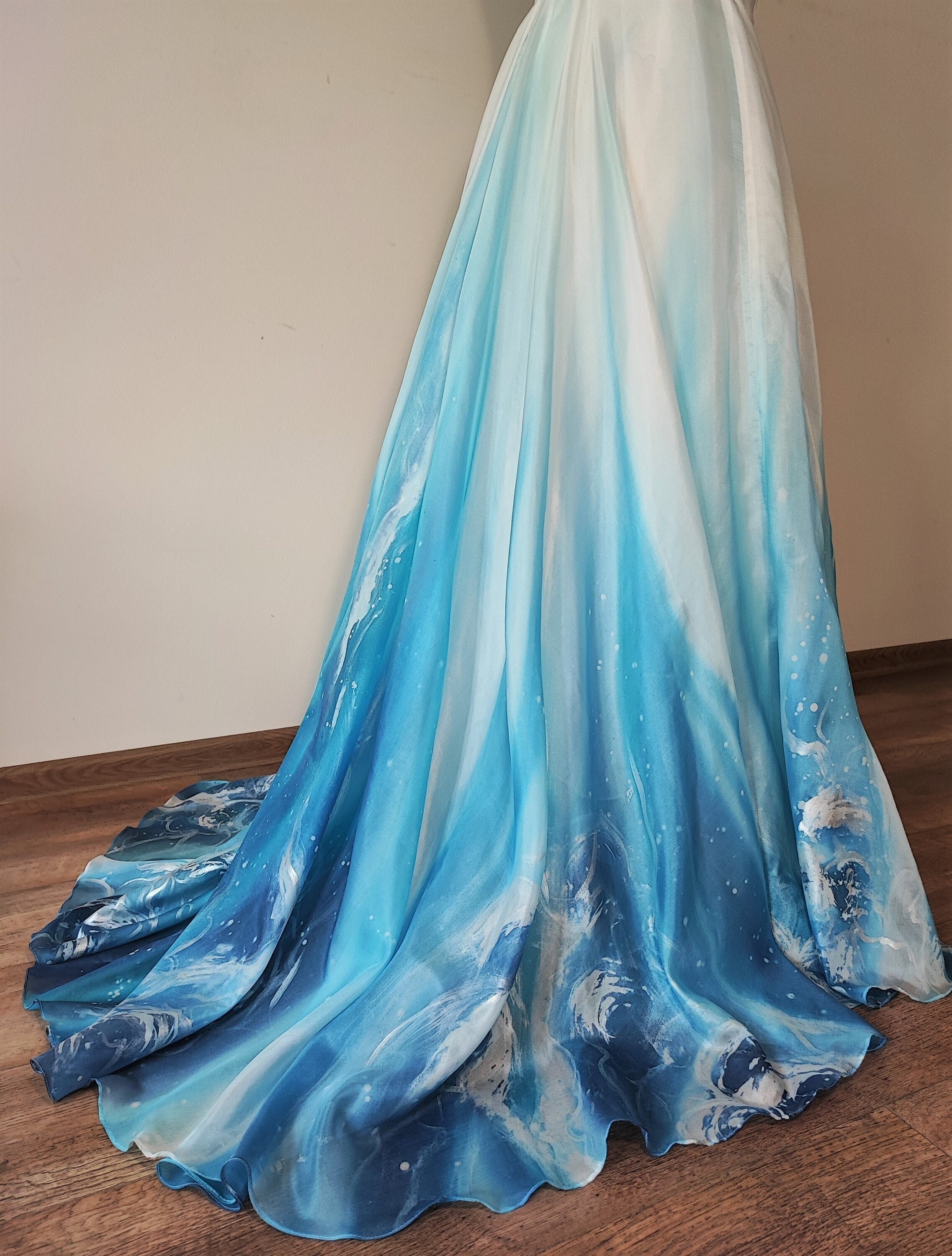 beach teal ombre wedding dress Ombre Dress Teal Beach Wedding Dresses Ombre Wedding Dress, Green Wedding Dress, Silk Wedding Dress