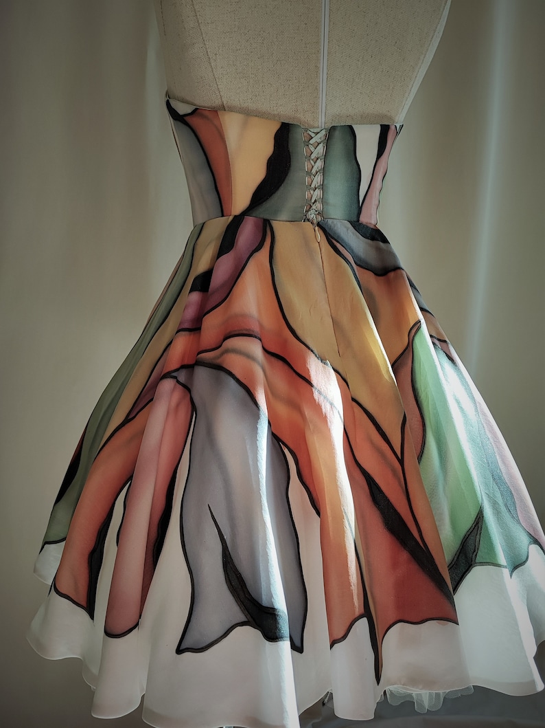 Hand Painted Silk Dress Short Silk Dress Ball Gown Formal Etsy