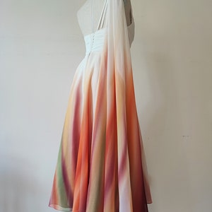 Hand painted ombre wedding skirt/dress, Long formal skirt/dress, Colorful/colored tea length wedding dress, Floral maxi dress, Evening gown image 4
