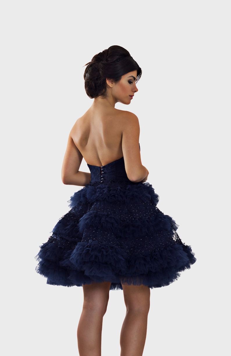 Blue Blush Dress Knee Length Dress Romantic Short Dress Prom Etsy