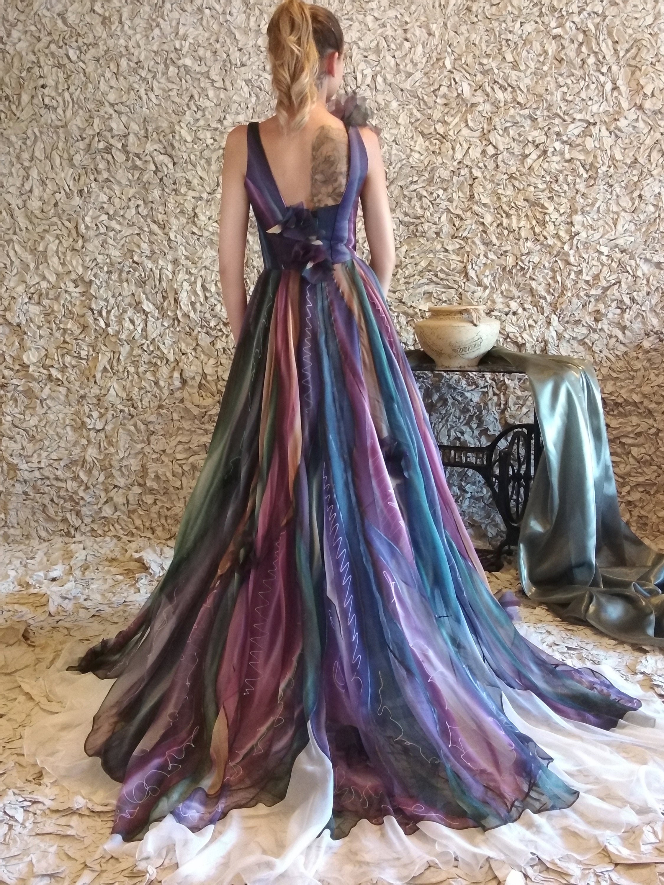 satin formal dress long Ladivine CD340 Size 10 Nova Purple Long Satin Overskirt Prom Dress Formal Pageant Gown fitted ruched main image 1