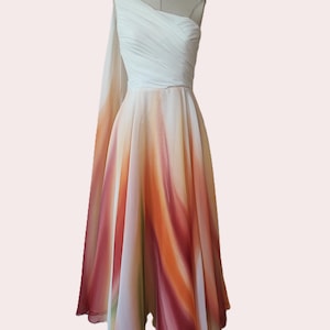 Hand painted ombre wedding skirt/dress, Long formal skirt/dress, Colorful/colored tea length wedding dress, Floral maxi dress, Evening gown