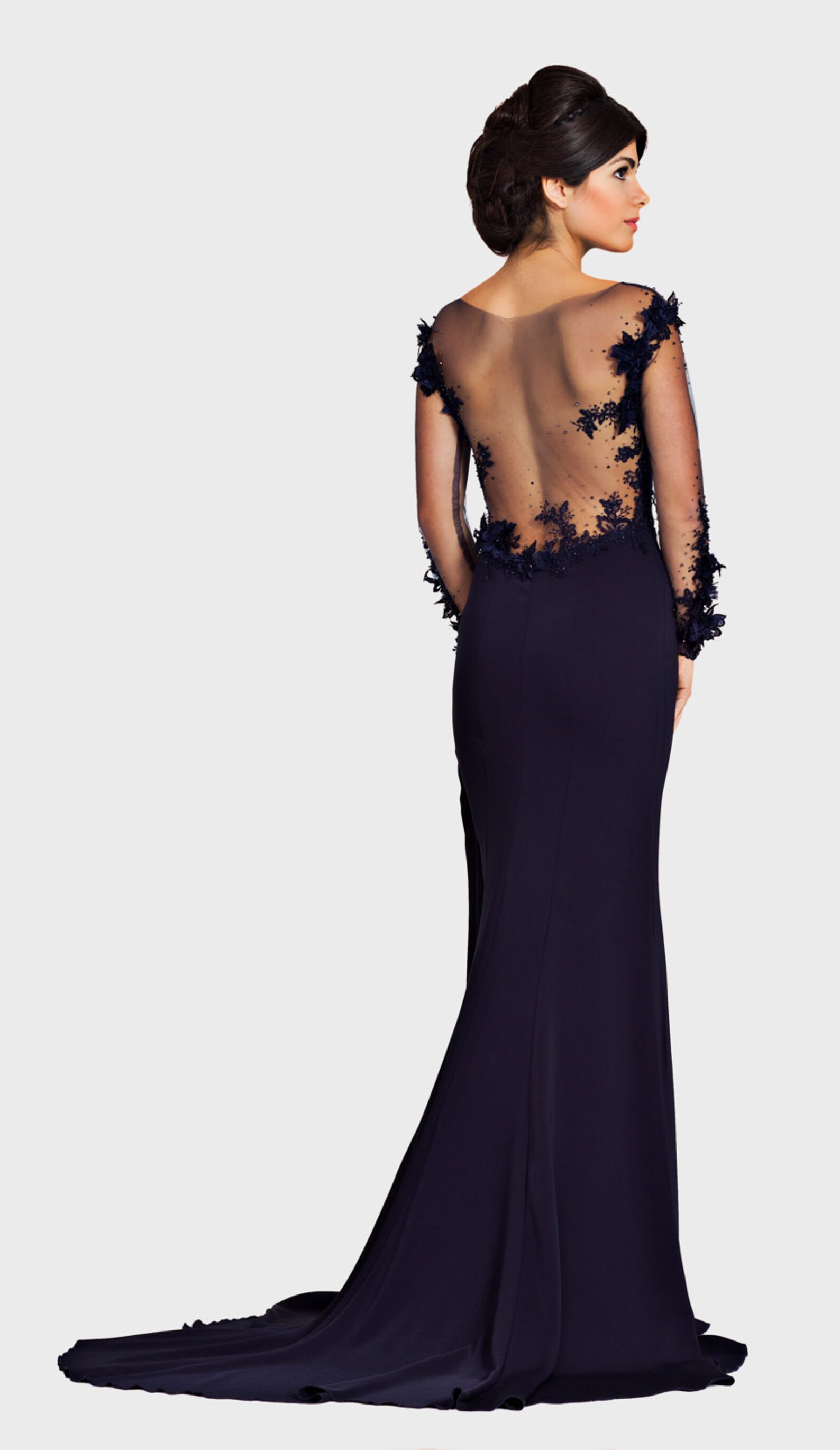 Dark Blue Dress Open Back Dress Long Prom Dress Backless Etsy