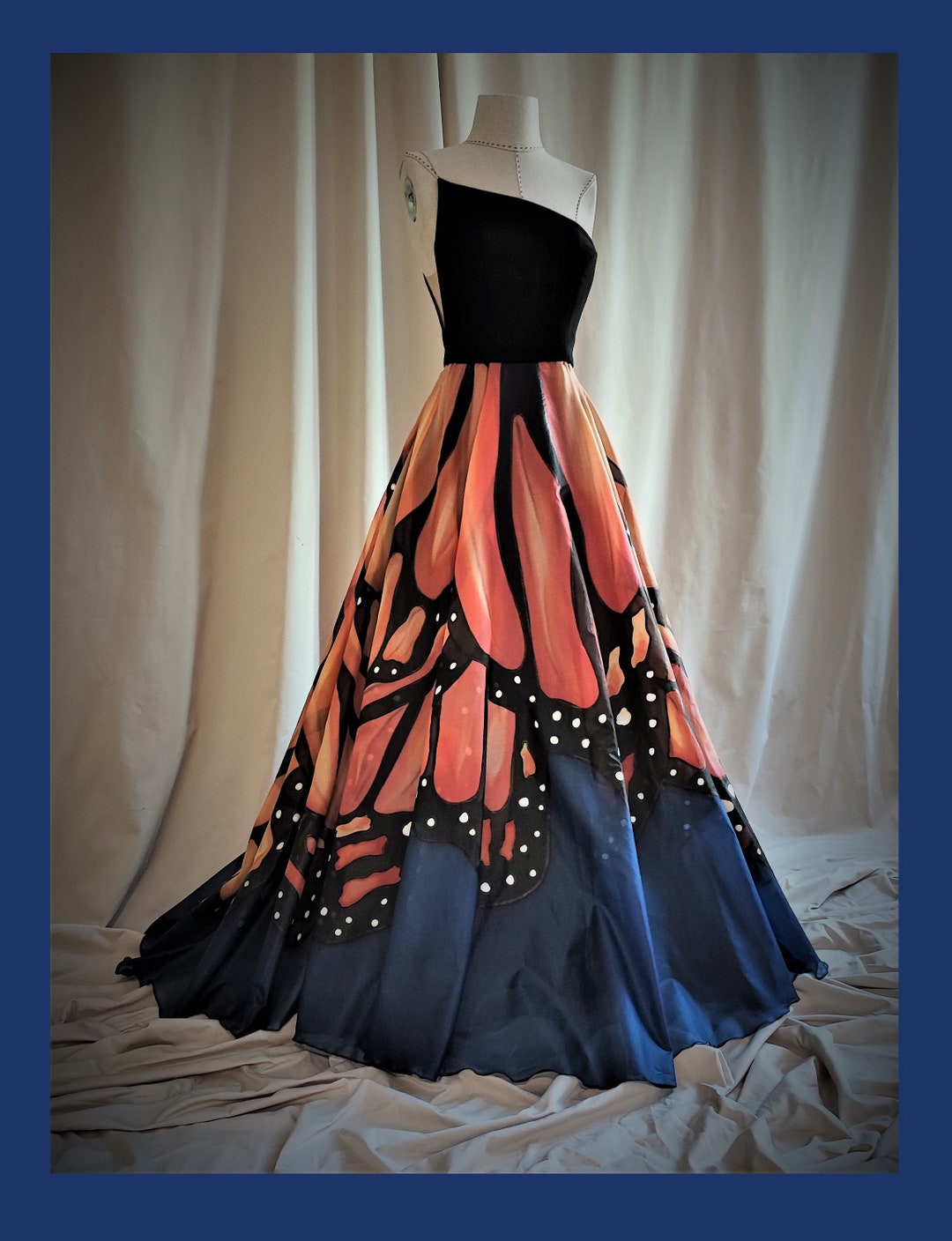 Hand Painted Monarch Butterfly Wedding Dress. Monarch Butterfly Wedding