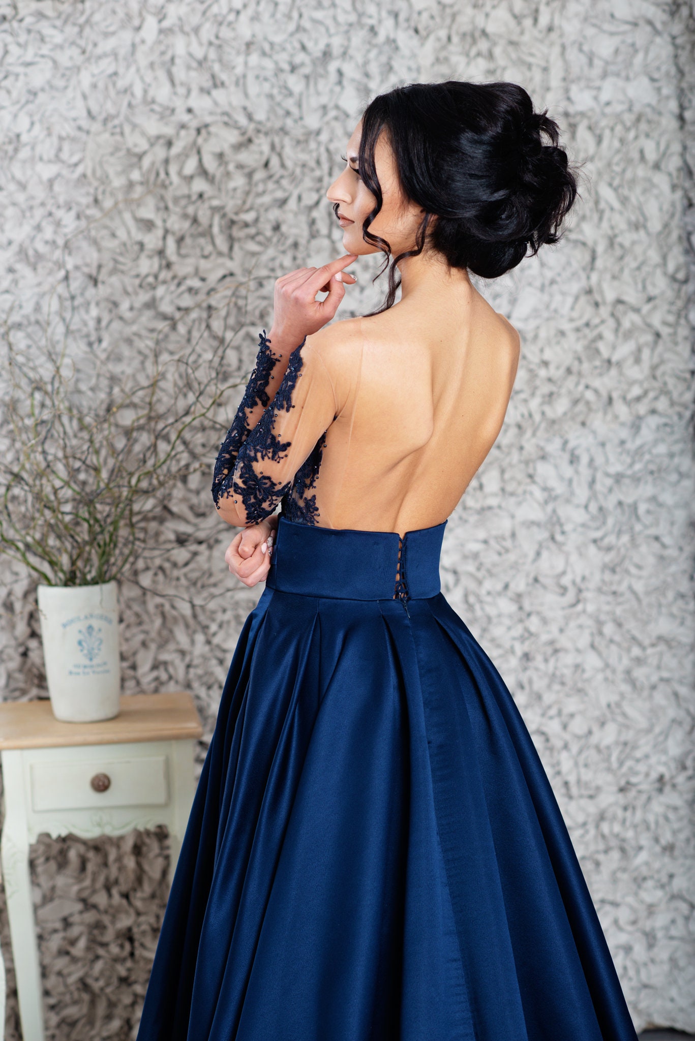 Blue Wedding Dress, Goth Wedding Dress, Alternative Wedding Dress, Empire Wedding  Dress - Etsy