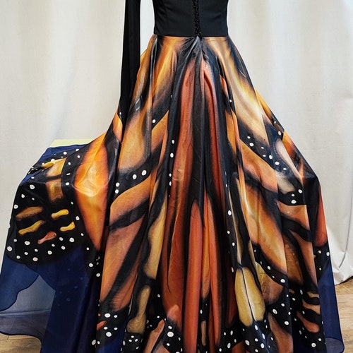 orange monarch butterfly spaghetti dresses Carolina Herrera Crystal Butterfly Scoop-Neck Mini Dress in Orange