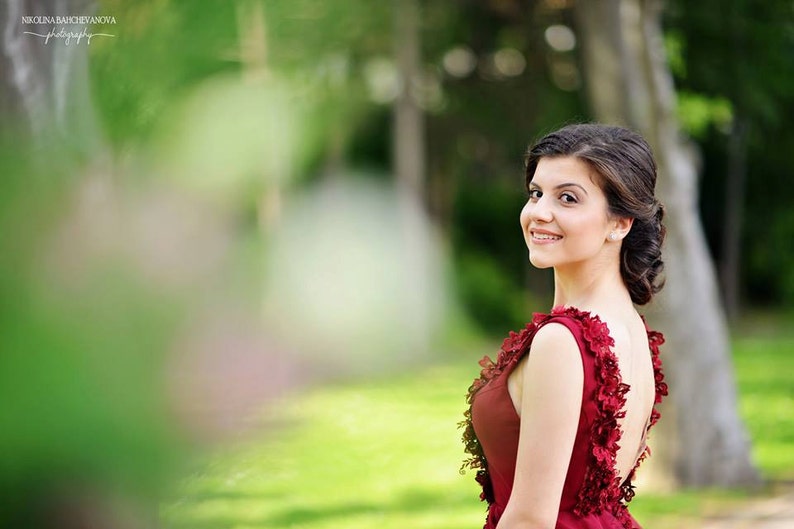 Wine red prom dress Long evening dress in burgundy Long bridesmaid dress or gowns Couture elegant dress Romantic wedding guest dress