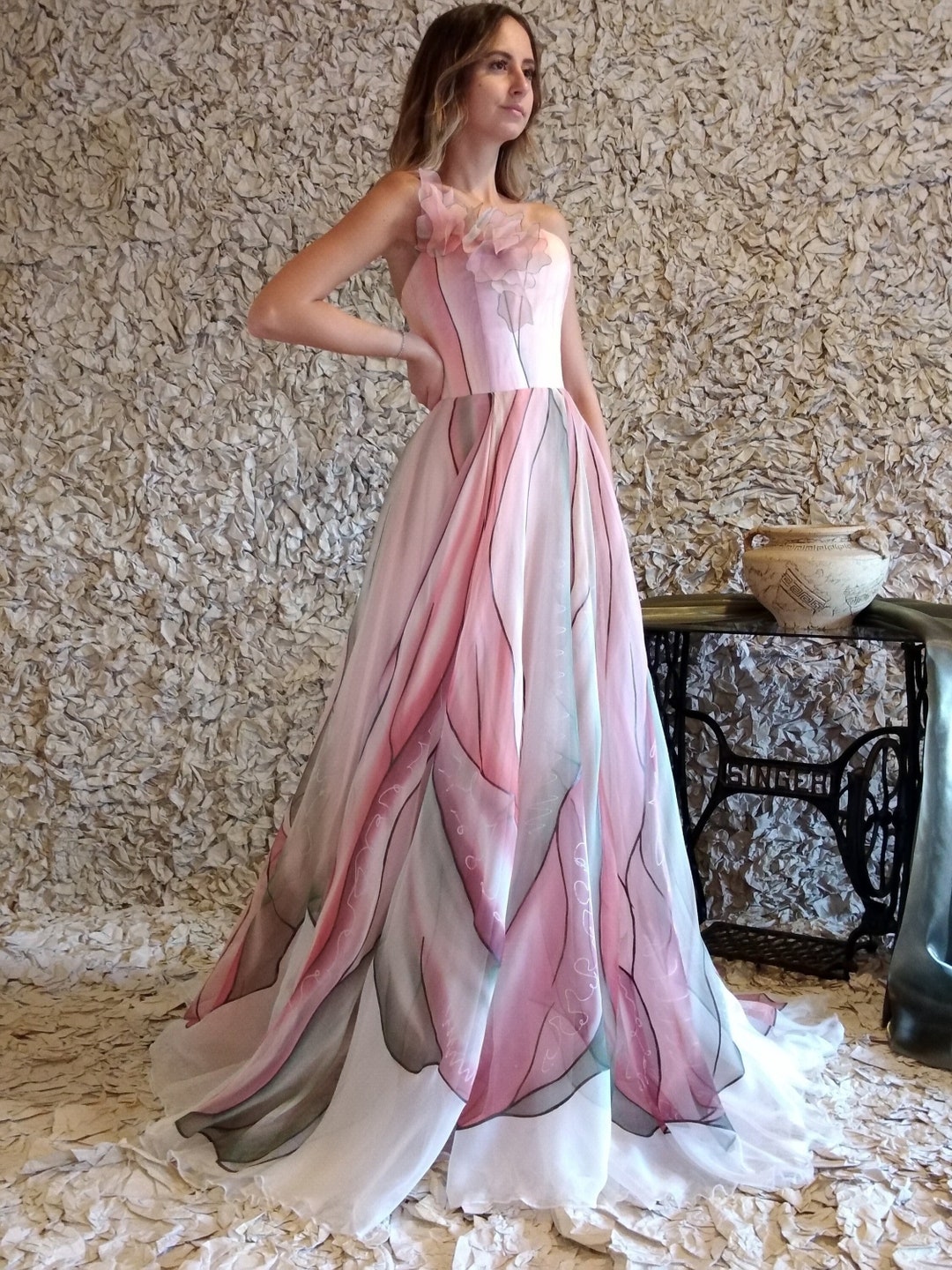 hand painted prom dresses Hand painted dress, Ball gown, Prom dress, Long Formal dress, Colorful dress, Floral maxi dress, Sleeveless dress, Formal dress Evening gown