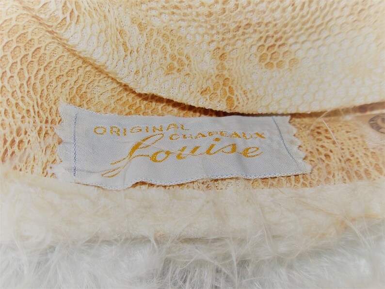 Fluffy White Feathered Pillbox Hat Louise Original Chapeaux