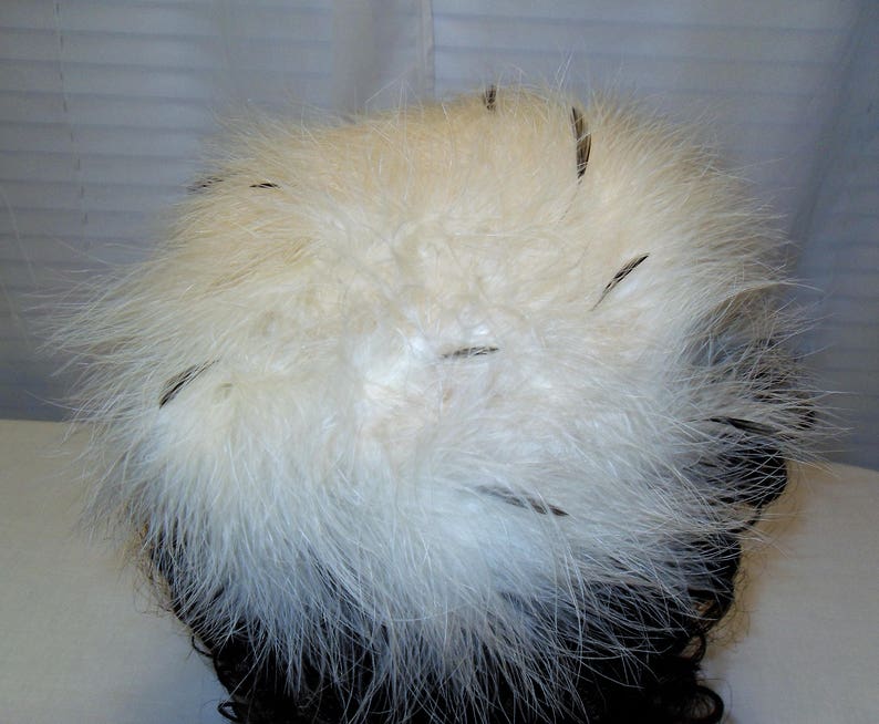 Fluffy White Feathered Pillbox Hat Louise Original Chapeaux