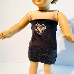 Sabrina Heart Cut-Out Dress for 18 inch Dolls / Rhinestone Trim / Bling Option / Handmade in America