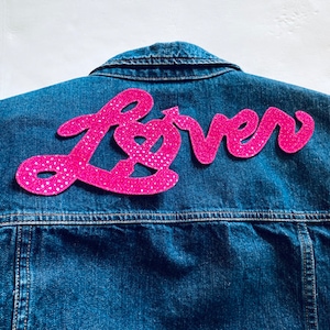 Taylor S. Lover EXTRA LARGE Sequin Back Patch /13” or 15”/Choice of Black, Silver, Gold, Hot Pink, Red + 2 more /Sew or Glue On /USA Made
