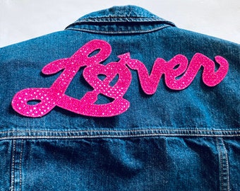 Taylor S. Lover EXTRA LARGE Sequin Back Patch /13” or 15”/Choice of Black, Silver, Gold, Hot Pink, Red + 2 more /Sew or Glue On /USA Made