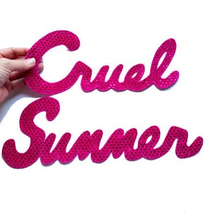 Taylor S. Cruel Summer EXTRA LARGE Sequin Back Patch /13”/Choice of Black, Silver, Gold, Hot Pink, Red + 2more /Sew or Glue On /USA Made