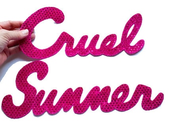 Taylor S. Cruel Summer EXTRA LARGE Sequin Back Patch /13”/Choice of Black, Silver, Gold, Hot Pink, Red + 2more /Sew or Glue On /USA Made