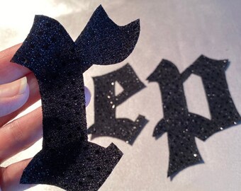 Taylor S. REP Large Sequin or Satin Letter Patches  / Choice of Black, Silver, Gold, Hot Pink, Red / Sew On Applique Patches / US Handmade