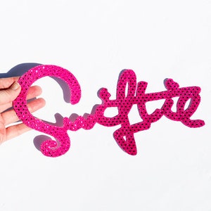 Taylor Swiftie LARGE Sequin Patch / 12&quot; Back Patch or Small 6 1/2&quot;/ Choice of Pink Silver Black +5 more / Sew or Glue On /USA Handmade