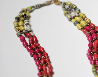 Multicolor Pink, White, and Green Necklace