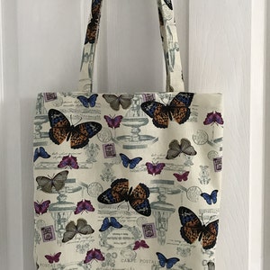 Bolsa de tecido borboleta, bolsa de compras, bolsa de ombro, bolsa de livros