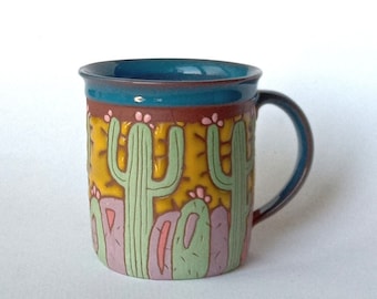 Tasse cactus, tasse en céramique, tasse en poterie, tasse à thé cactus, tasse à café cactus, tasse amateur de cactus, tasse Arizona, tasse à café unique, tasse succulente