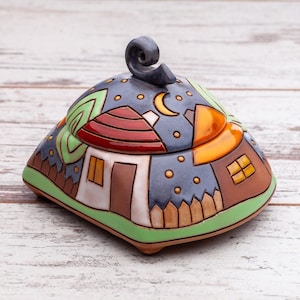 Boîte à bijoux faite main, Boîte à bijoux, Récipient en poterie, Boîte en poterie avec couvercle, Boîte à bijoux faite main, Récipient pour souvenir, Boîte de rangement, Cadeau maman