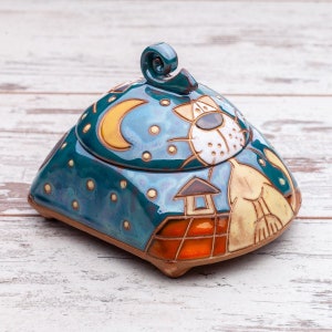 Boîte à bijoux amusante, boîte à bijoux en céramique, boîte de rangement pour poterie, cadeau pour amoureux des chats, boîte pour enfants amusante, boîte au trésor, décoration de cuisine, jolie boîte en céramique