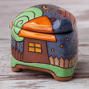 Joyero de cerámica, Caja de cerámica, Regalo para ella, Recipiente de cerámica hecho a mano, Caja de recuerdos, Joyero hecho a mano, Caja de tesoros, Caja de decoración del hogar