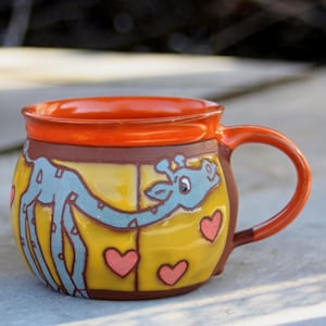 Funny coffee mug, Tea cup, Funny kids mug, Unique Mug, Giraffe mug, Handmade mug, Animal mugs, Kids mug, Coffee mug handmade, Pottery mug