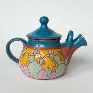 Teiera in ceramica, Teiera unica con cactus, Teiera in ceramica, Teiera fatta a mano, Regalo per gli amanti dei cactus, Teiere, Teiera in ceramica artistica, Teiere in argilla
