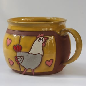 Unique coffee mug, Chicken mug, Pottery mug, Ceramic mug, Hen mug, Coffee mug handmade, Tea mug, Coffee mug, Handmade kids mug, Mug pottery