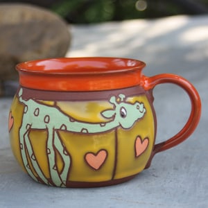 Giraffe mug, Coffee mug, Tea cup, Funny mug, Unique Mug, Handmade mug, Animal mugs, Kids mugs image 1