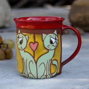 Katzenbecher, Handgemachter Teebecher, Tierbecher, Keramikbecher, Lustiger Kinderbecher, Katzenbecher, Kaffee-lustiger Becher, Tonwarenkaffeebecher, Handgemachter Becher, Katzendekor